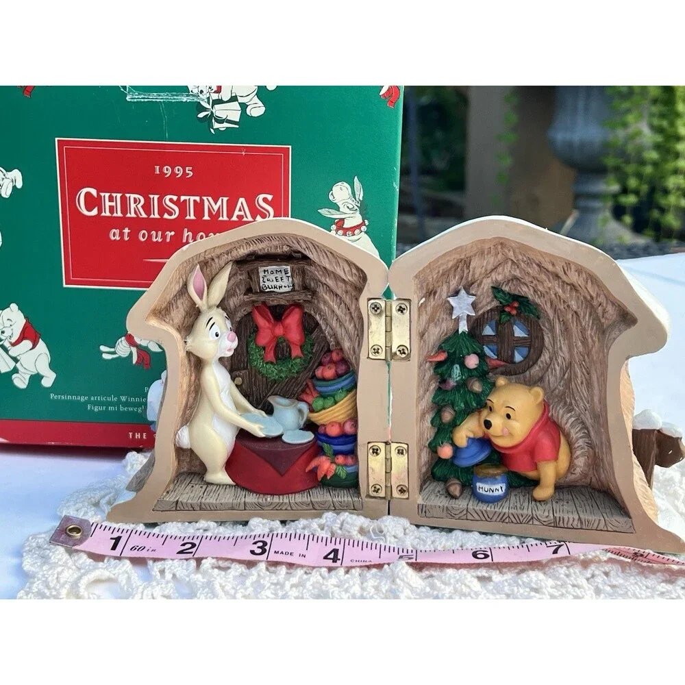 Vintage Disney Christmas At Our House Winnie Pooh Rabbit Piglet Hinged Tree 1995